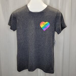 Way to Celebrate Gray Love is Love Rainbow Heart T-shirt, S (4-6), NWT